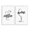 Stupell Industries Simple Coffee Wine Drawing 2 pc Framed Giclee Wall Art Set Design by Martina Pavlova